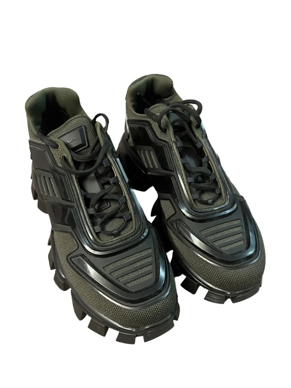 Women Tactical Chunky Lace-Up Sneakers in Dark Green and Black - Picture 1 of 5